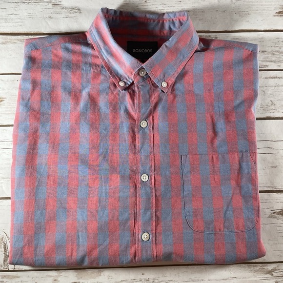 Bonobos Other - Bonobos Long Sleeve Button Down Shirt Slim Fit L Pink and Blue Checked Preppy
